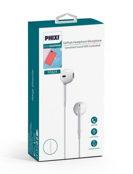 In Ear Kopfhörer 3.5mm Jack Anschluß Phixi HS624 1 Meter 