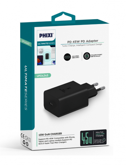 45W Schnell Gan Ladegerät Netzteil Adapter Phixi UPD4345