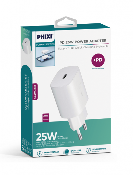 25W Ultraschnell Type-C Anschluß Ladegerät Netzteil Phixi UPD4125