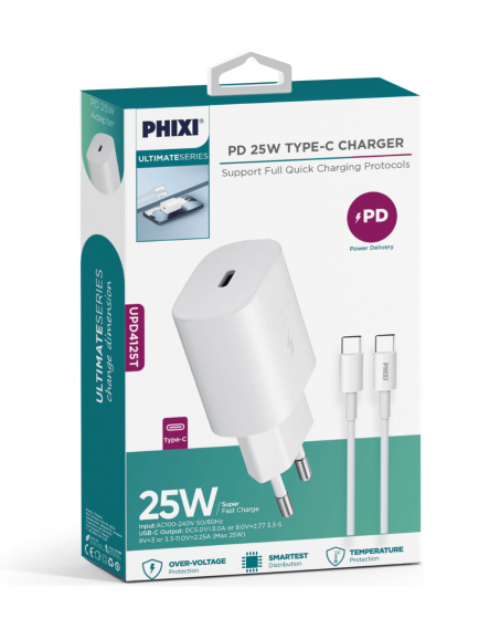 25W Ultraschnell Type-C Anschluß Ladegerät Set Phixi UPD4125T