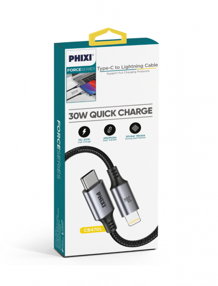 30W Schnell Lightning zu Type-C Geflochten Ladekabel Phixi CB470L