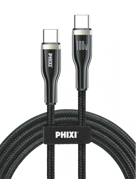 100W Elegant Type-C zu Type-C Geflochtenes Premium Ultra-Schnellladekabel Phixi UPD4170T